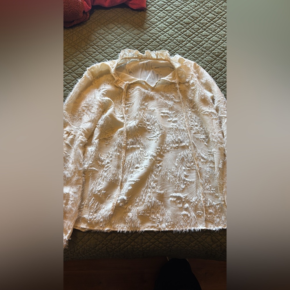 Elegant Cream Textured Women's Top